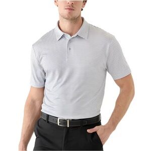 Men's Striped Polo Shirt - Gray Size Medium